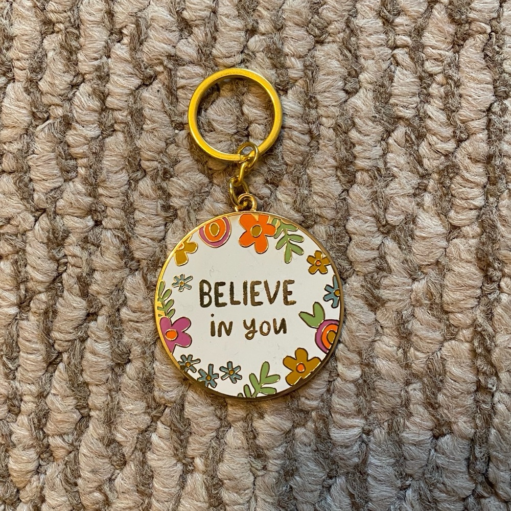 Believe In You cute gold keychain accessory